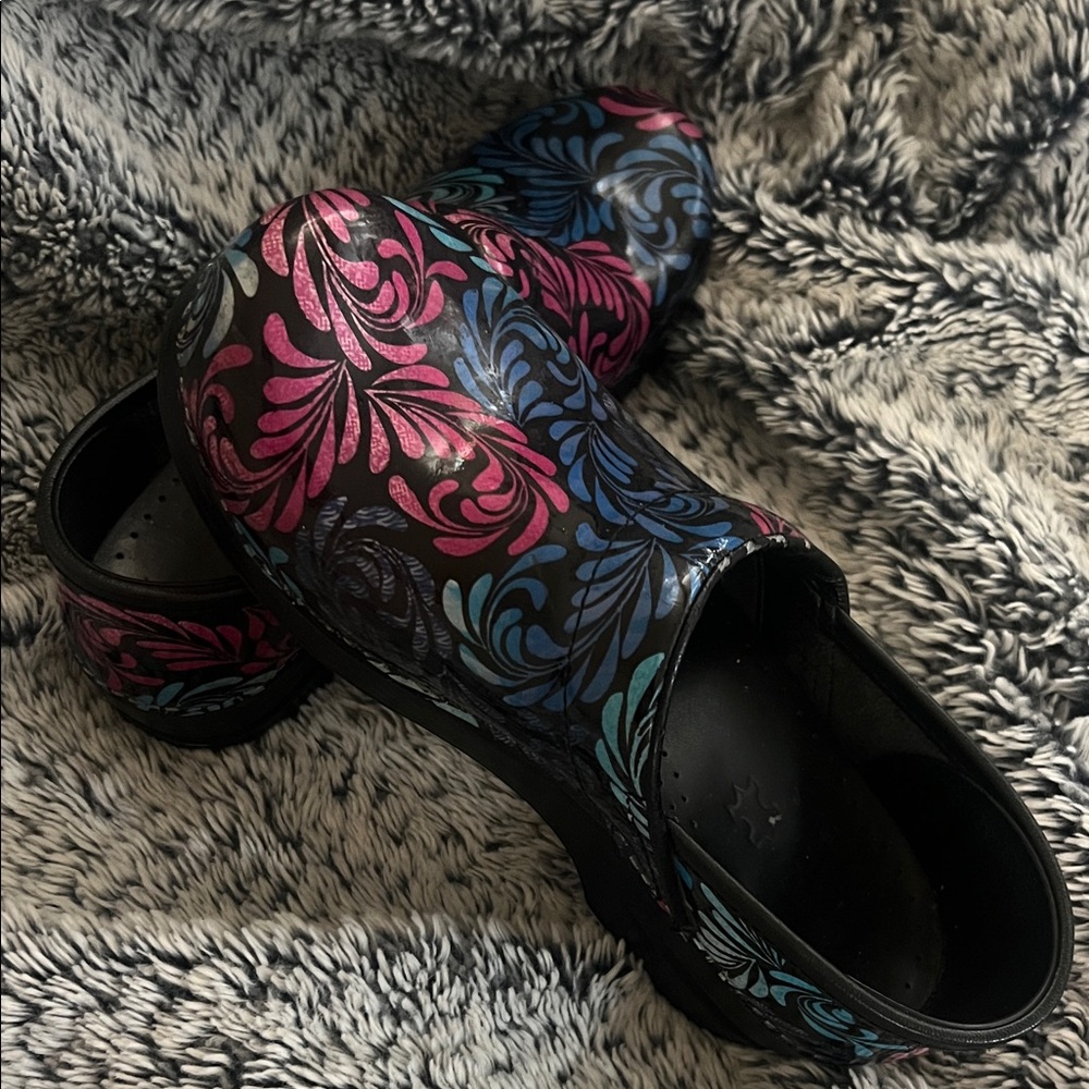 Dansko Women's Floral Patterned Clogs - Pink, Blue, Black